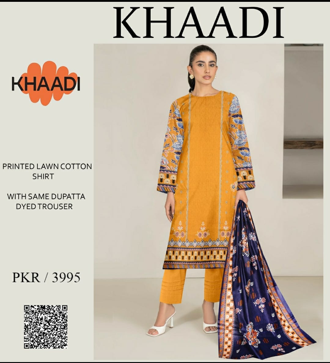Khaadi Printed Lawn Three piece(Unstitched)