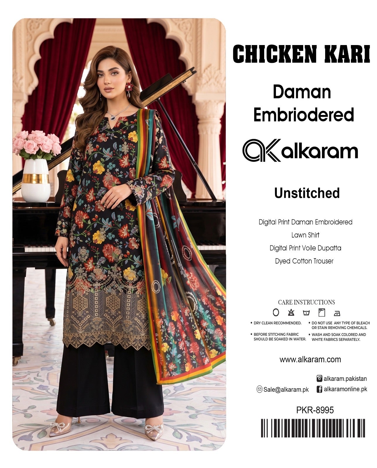 Alkaram chikan kare collection