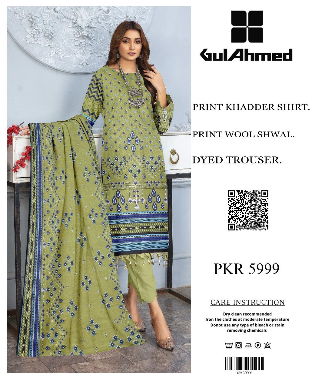 Gul Ahmad Khaddar Three Piece (Unstitched)