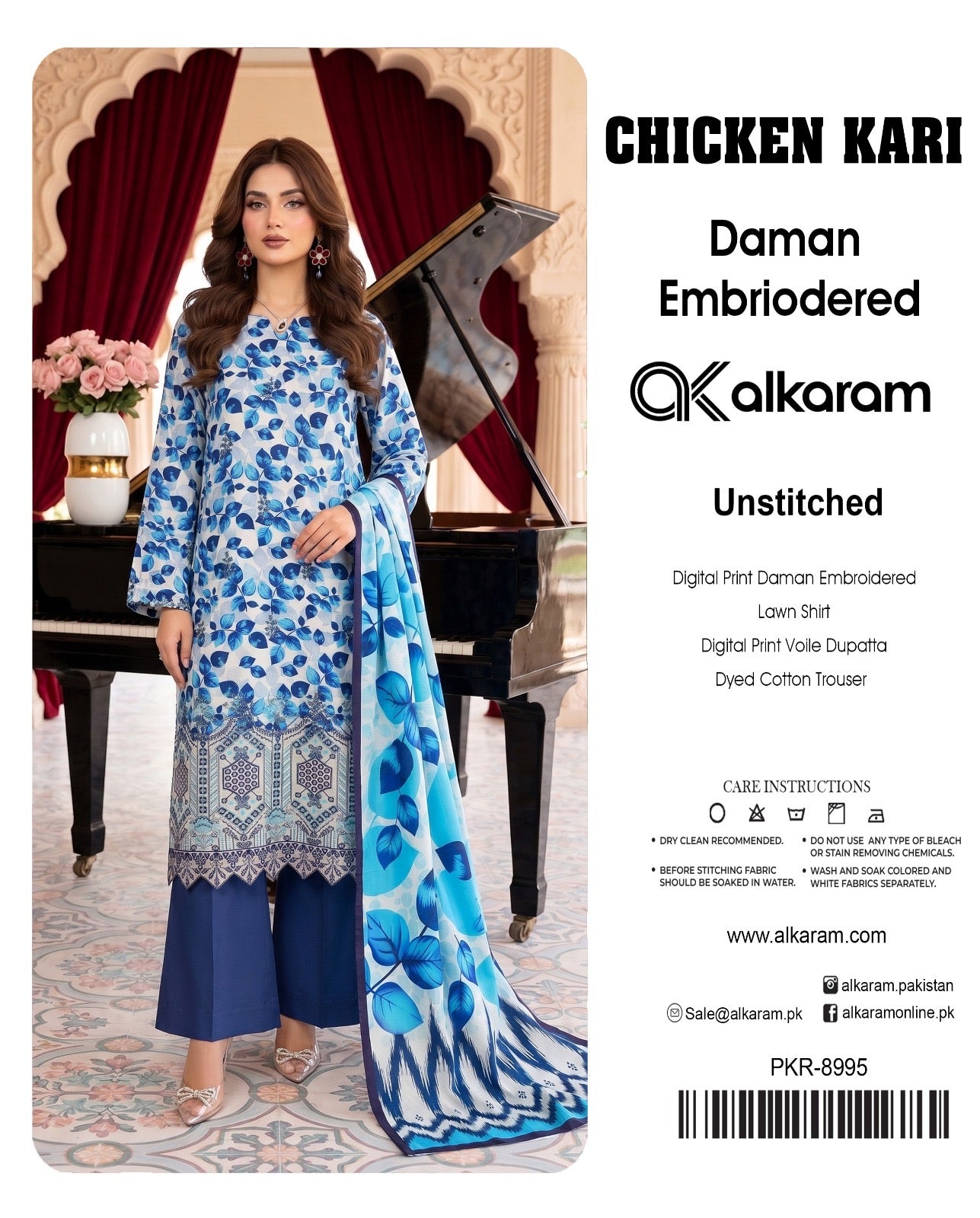 Alkaram chikan kare collection