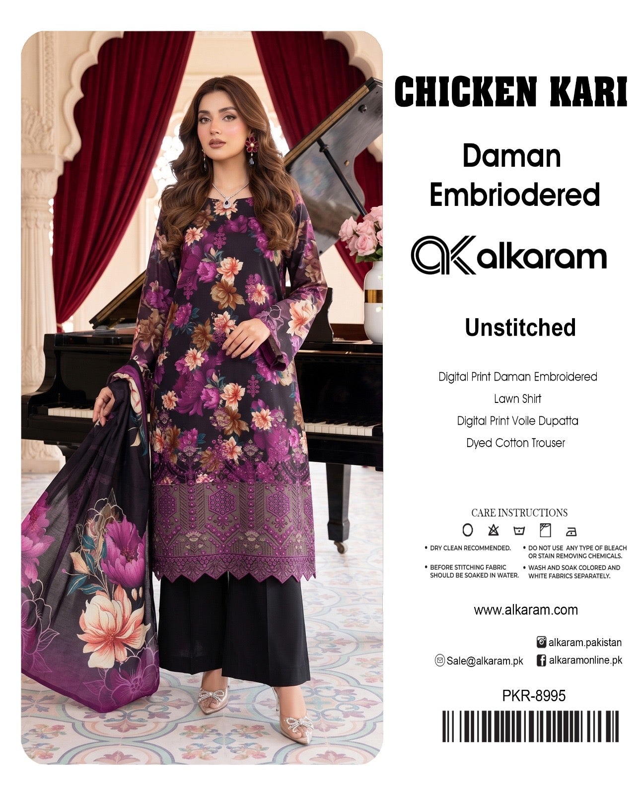 Alkaram chikan kare collection