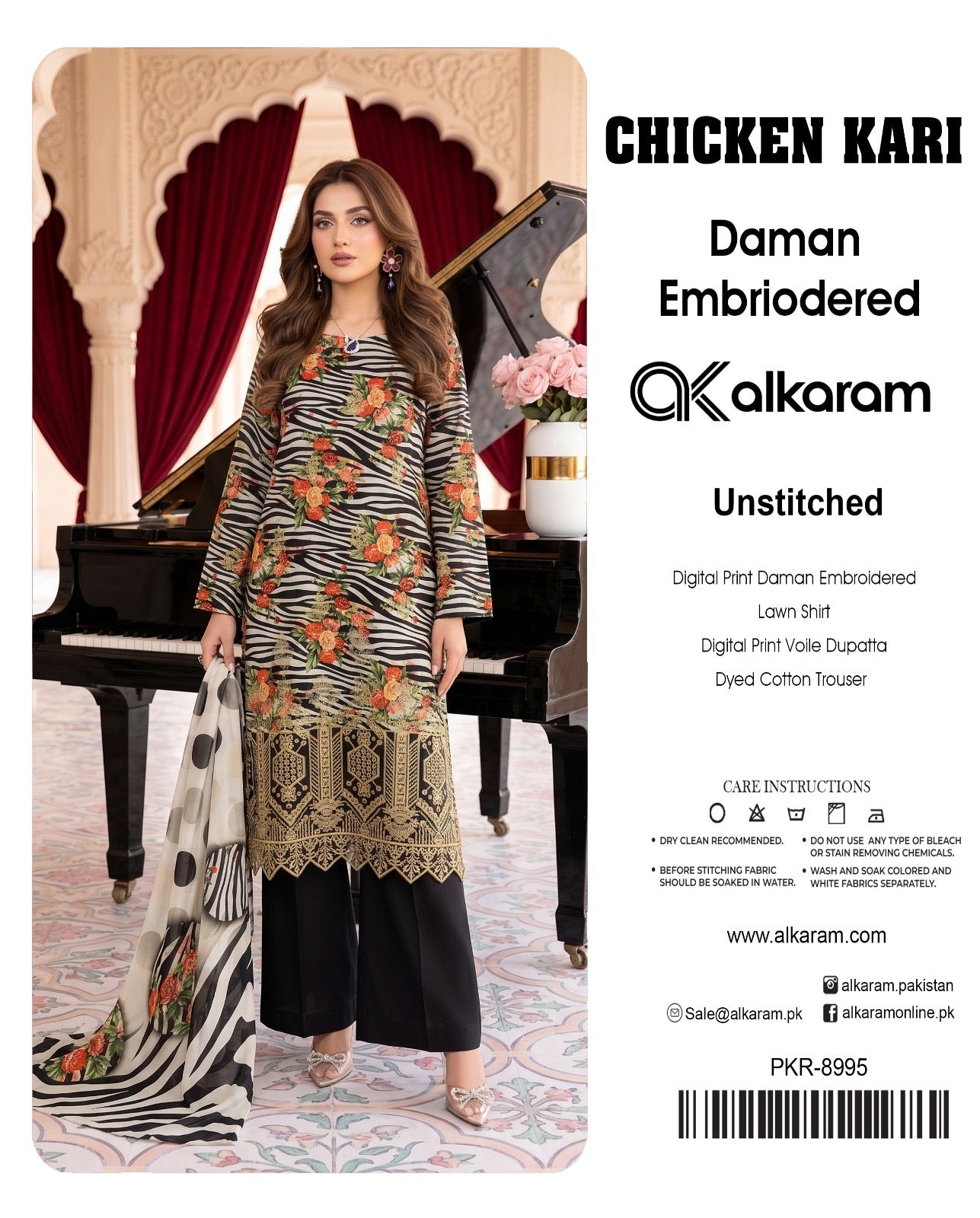Alkaram chikan kare collection