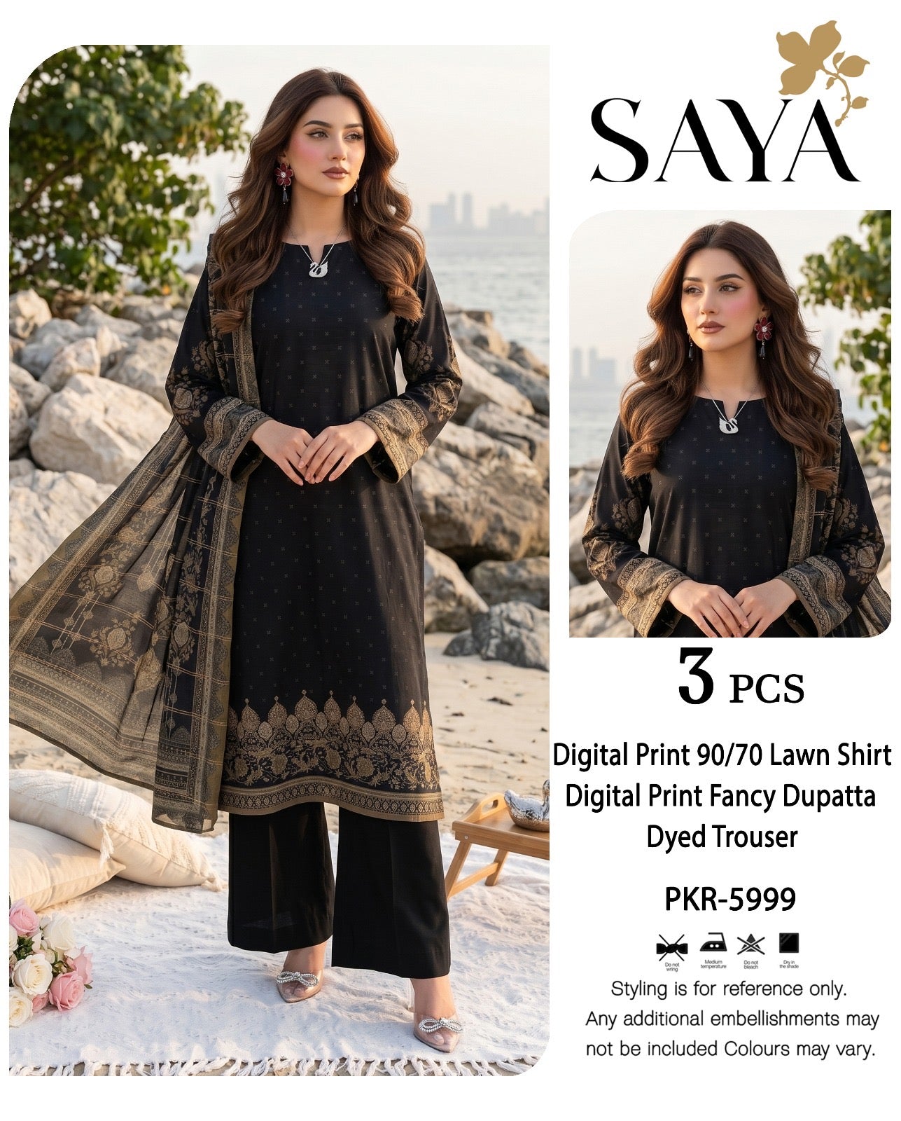 Saya Printed Lawn 3p (Unstitched)