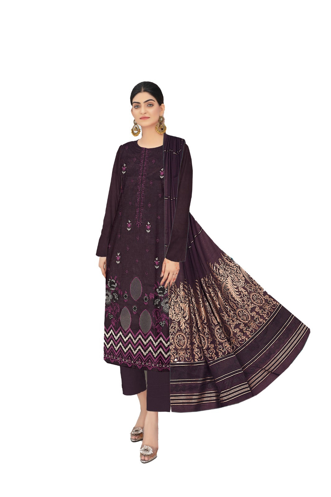 Breeze Embroidered lawn Three Piece (Unstitched)