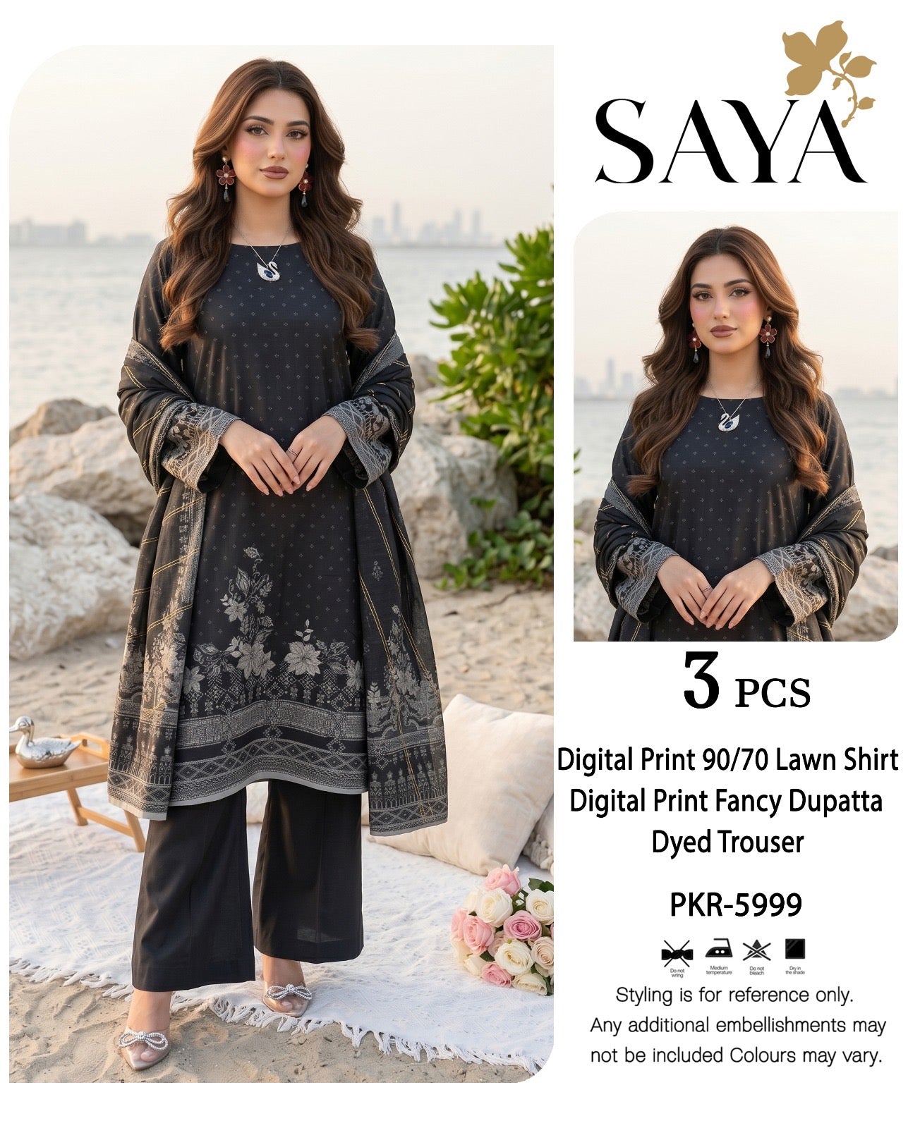 Saya Printed Lawn 3p (Unstitched)
