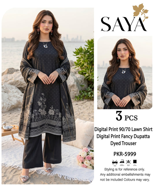 Saya Printed Lawn 3p (Unstitched)