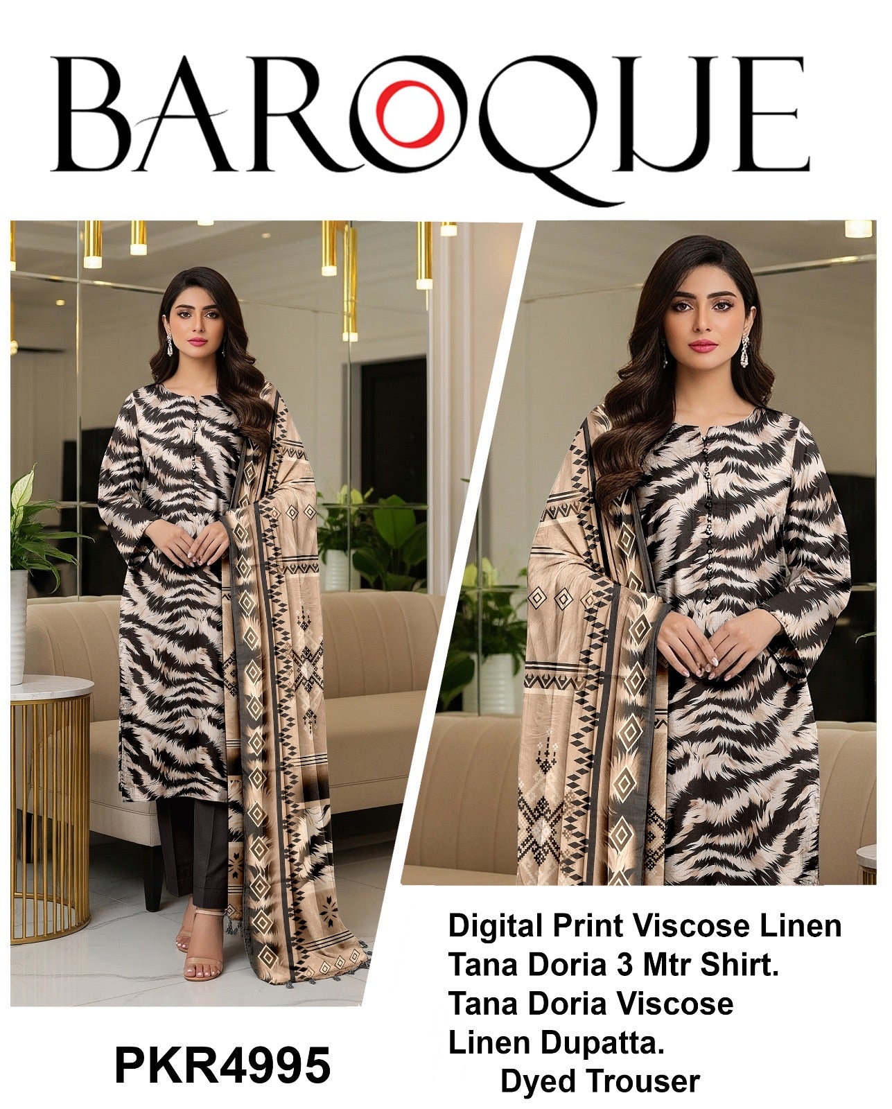 Barooque printed 3p (unstitched)