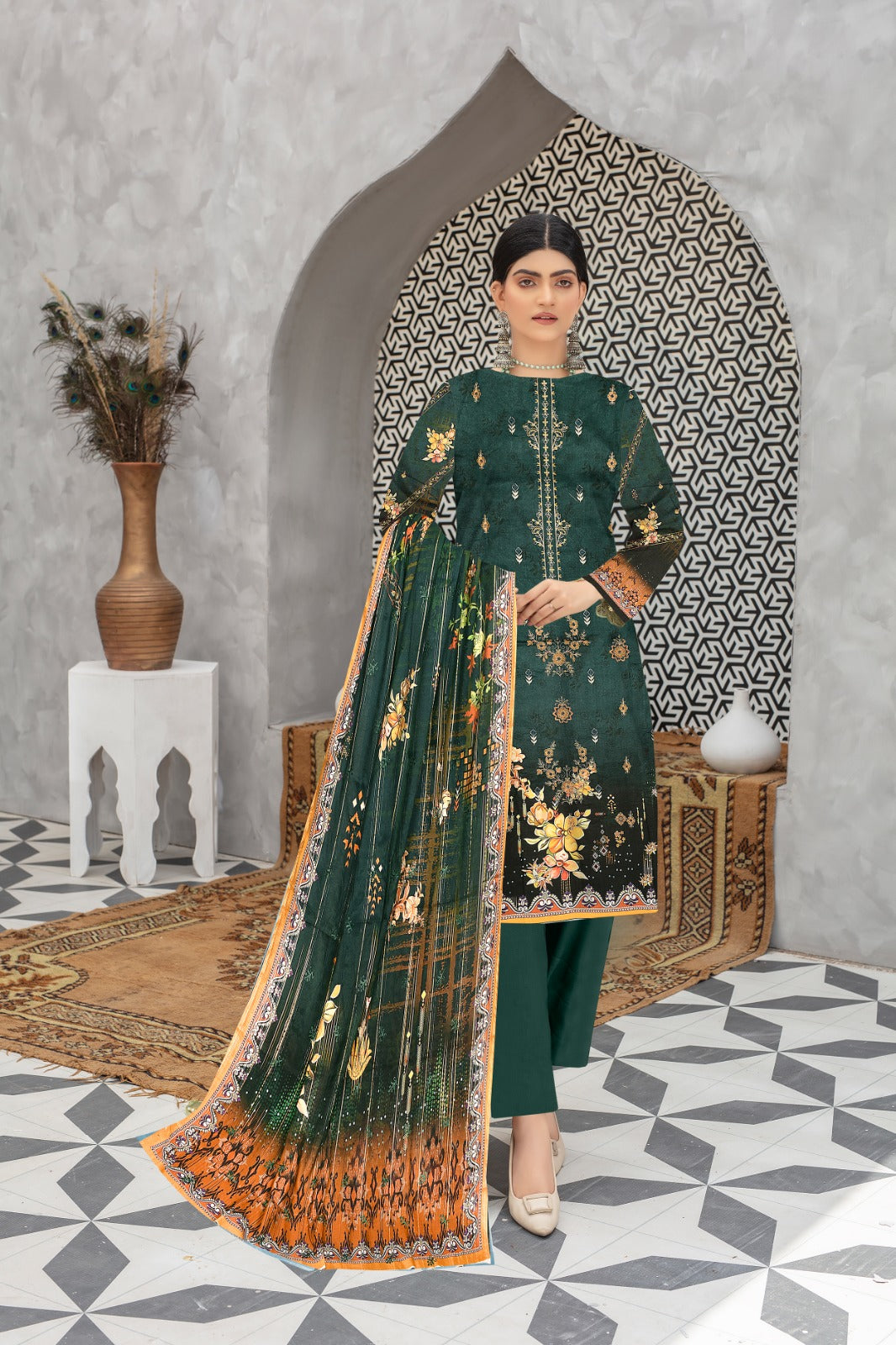 Bonanza Satrangi Linen Three Piece (Unstitched)