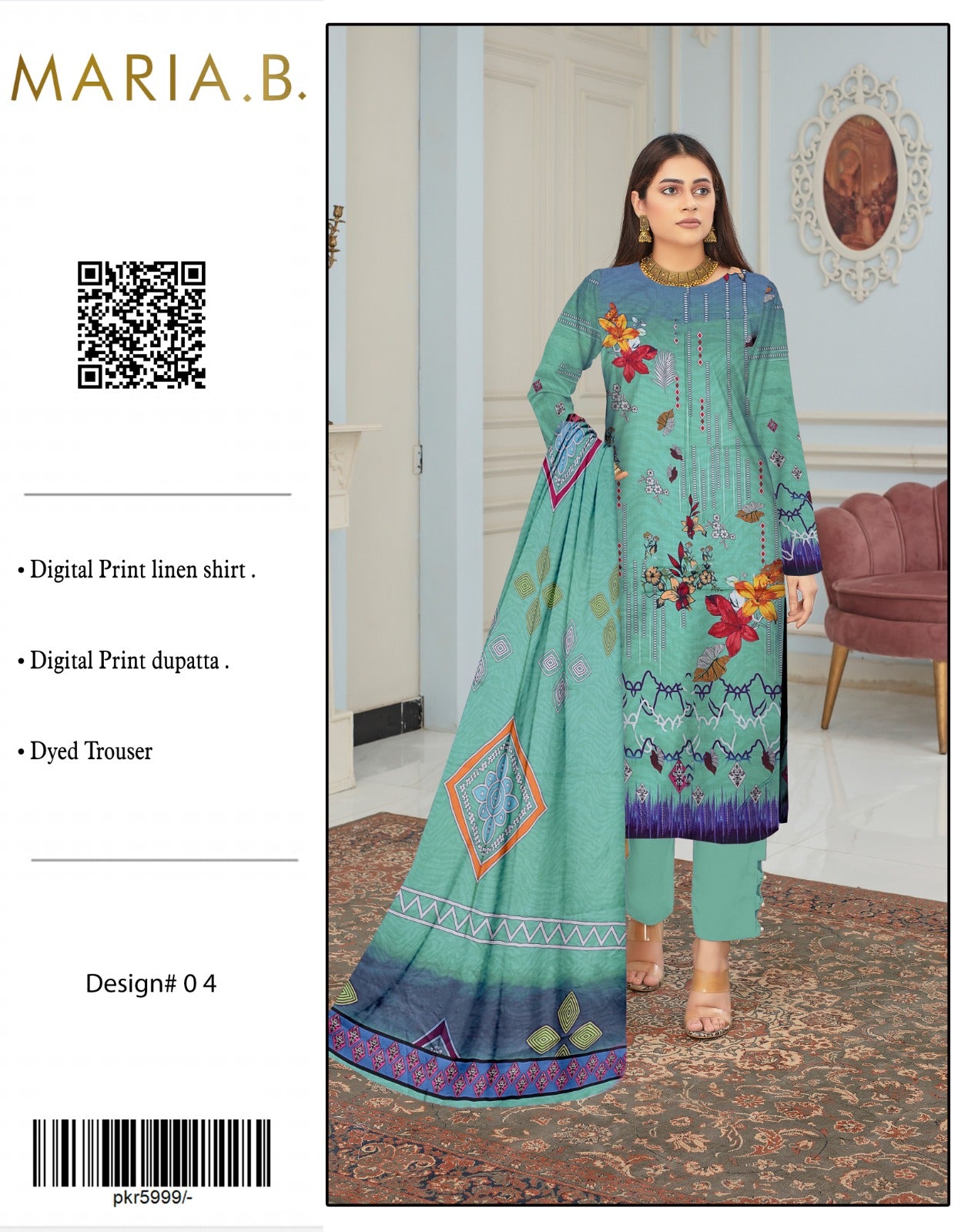 Maria B Linen Three Piece (Unstitched)