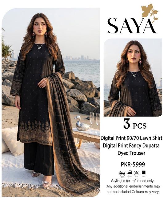Saya Printed Lawn 3p (Unstitched)