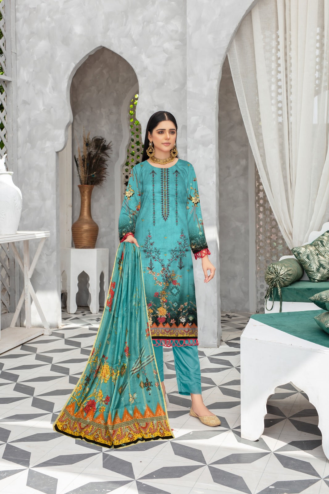 Bonanza Satrangi Linen Three Piece (Unstitched)