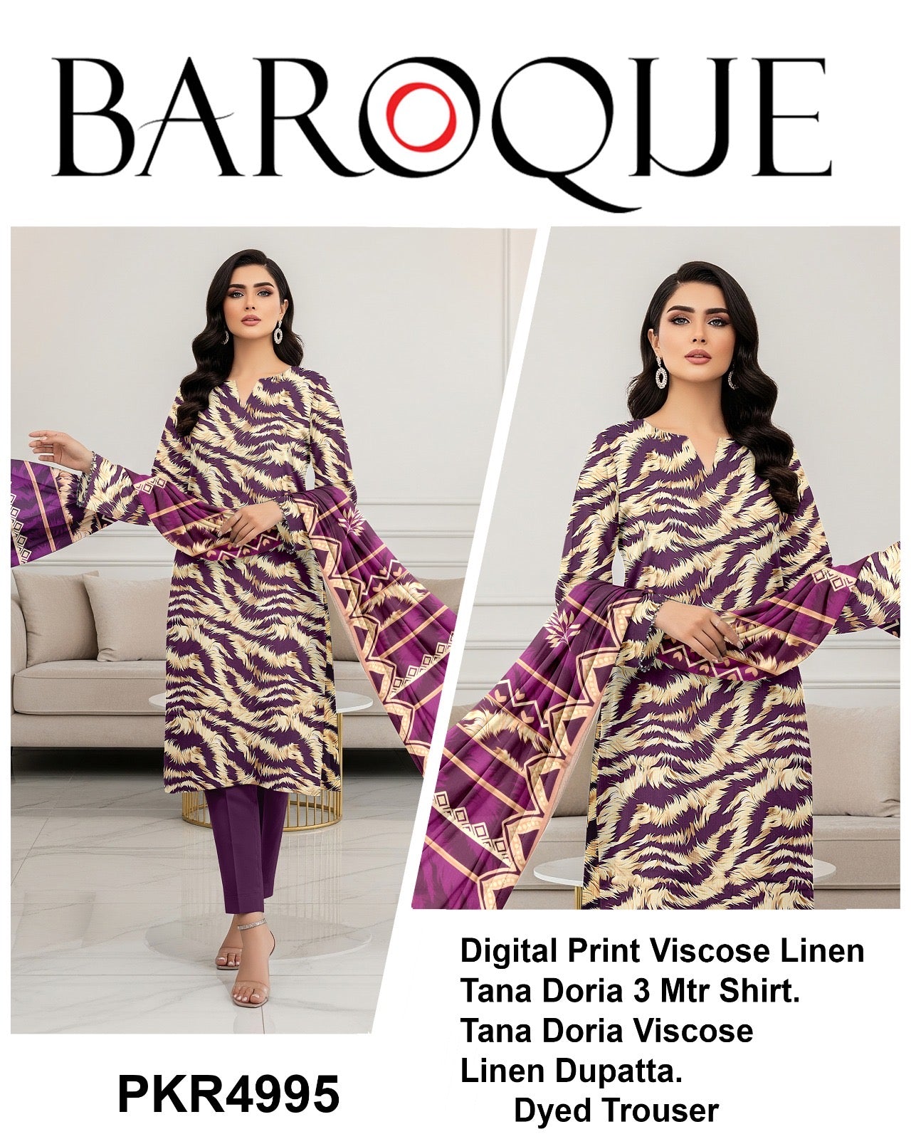 Barooque printed 3p (unstitched)