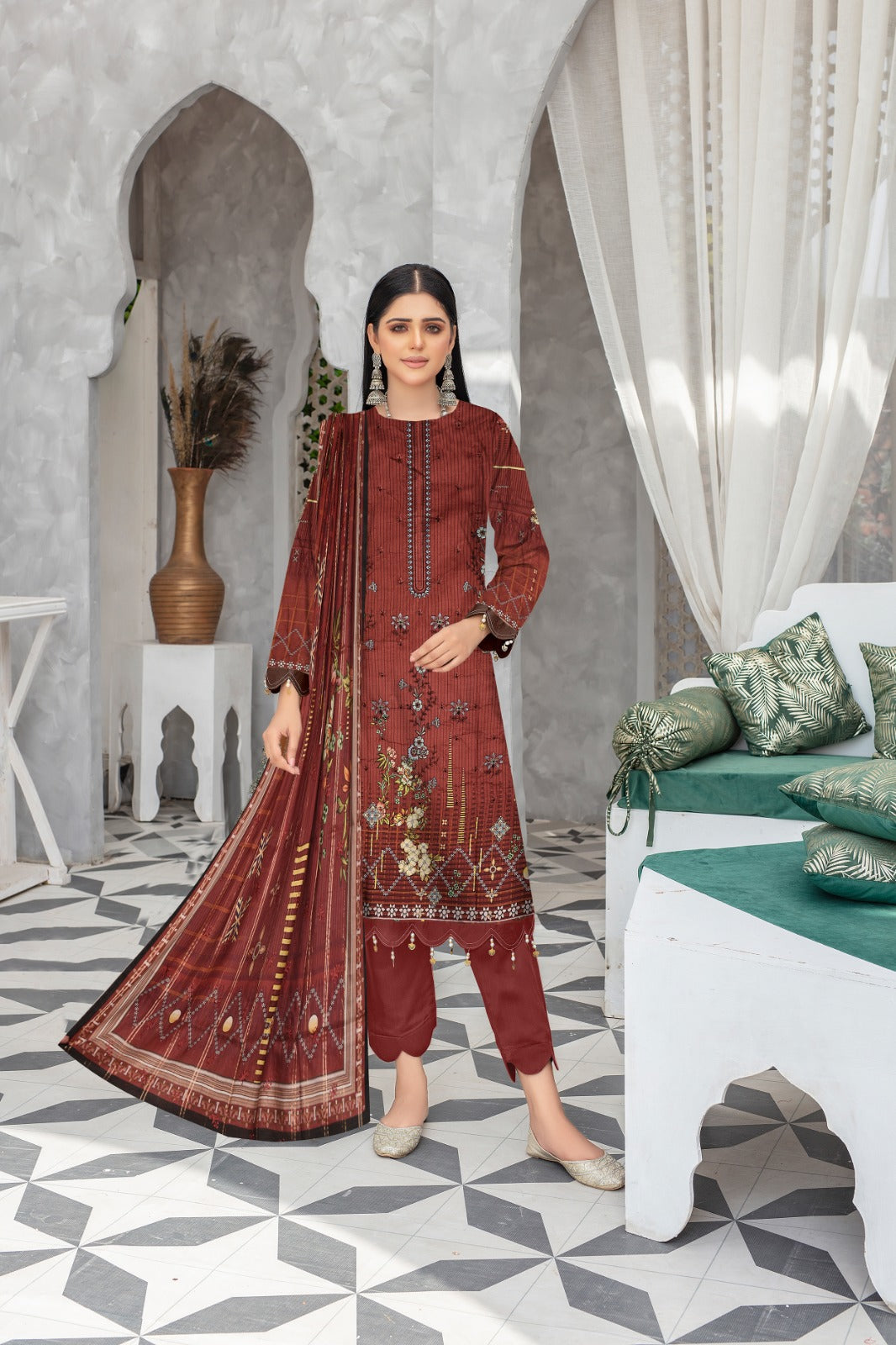 Bonanza Satrangi Linen Three Piece (Unstitched)
