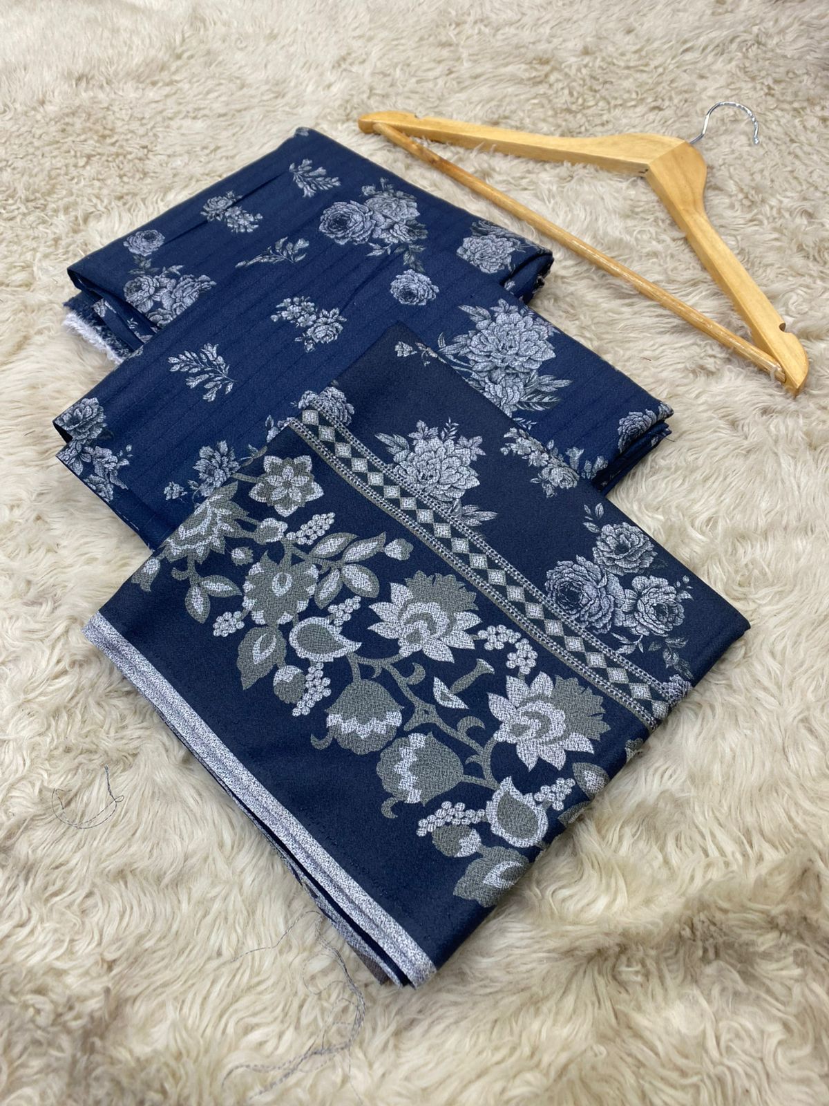 Baroque dhanak three piece (unstitched)