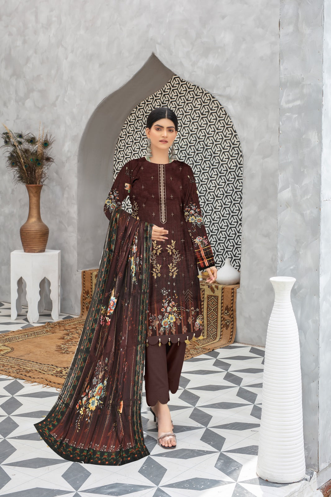 Bonanza Satrangi Linen Three Piece (Unstitched)