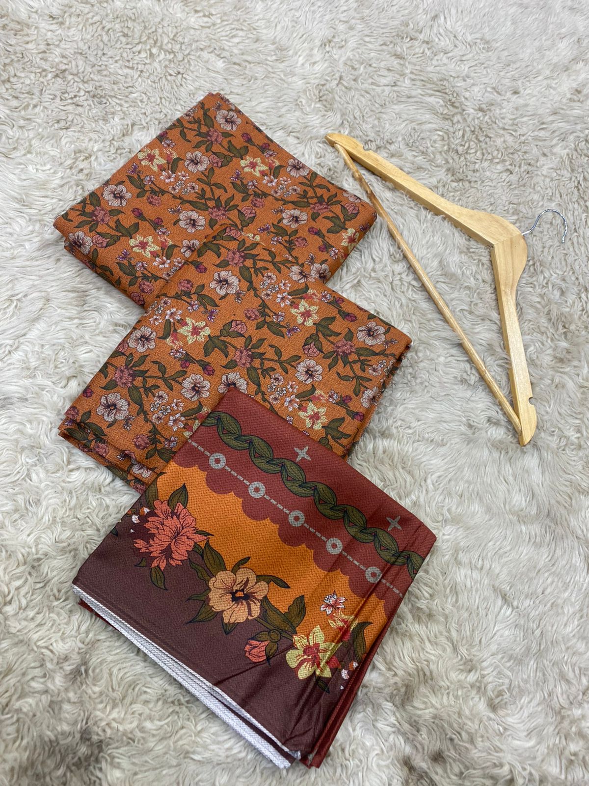 Baroque dhanak three piece (unstitched)