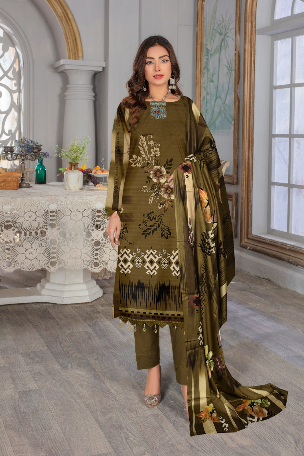 Sapphire Printed lawn Three Piece (Unstitched)