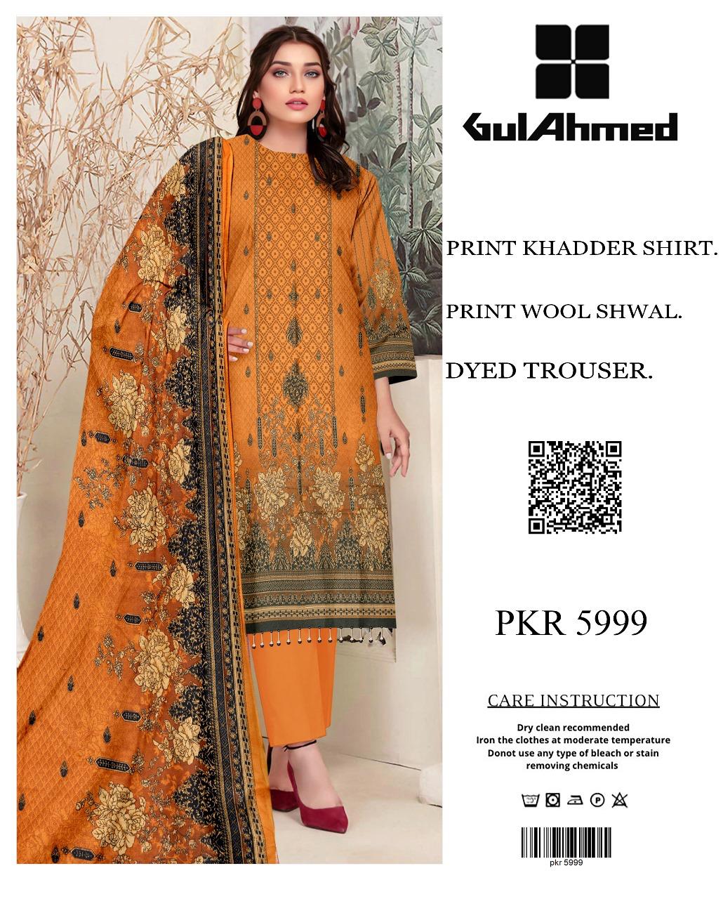 Gul Ahmad Khaddar Three Piece (Unstitched)