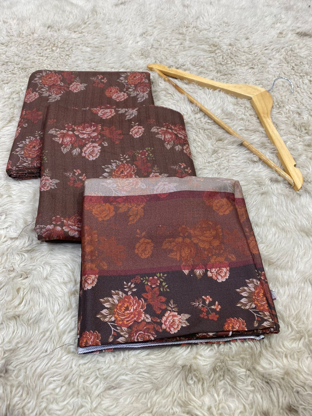 Baroque dhanak three piece (unstitched)