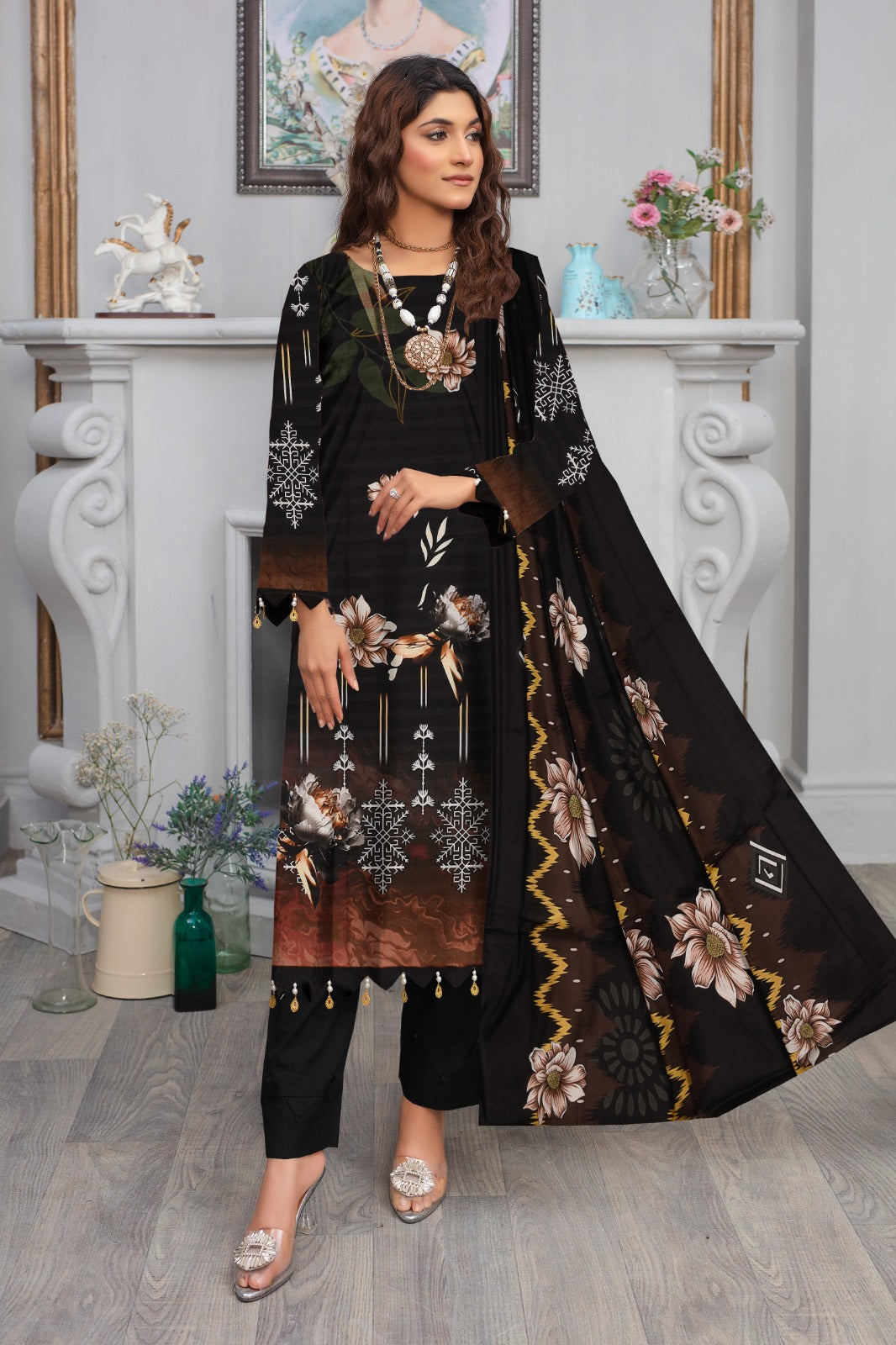 Sapphire Printed lawn Three Piece (Unstitched)