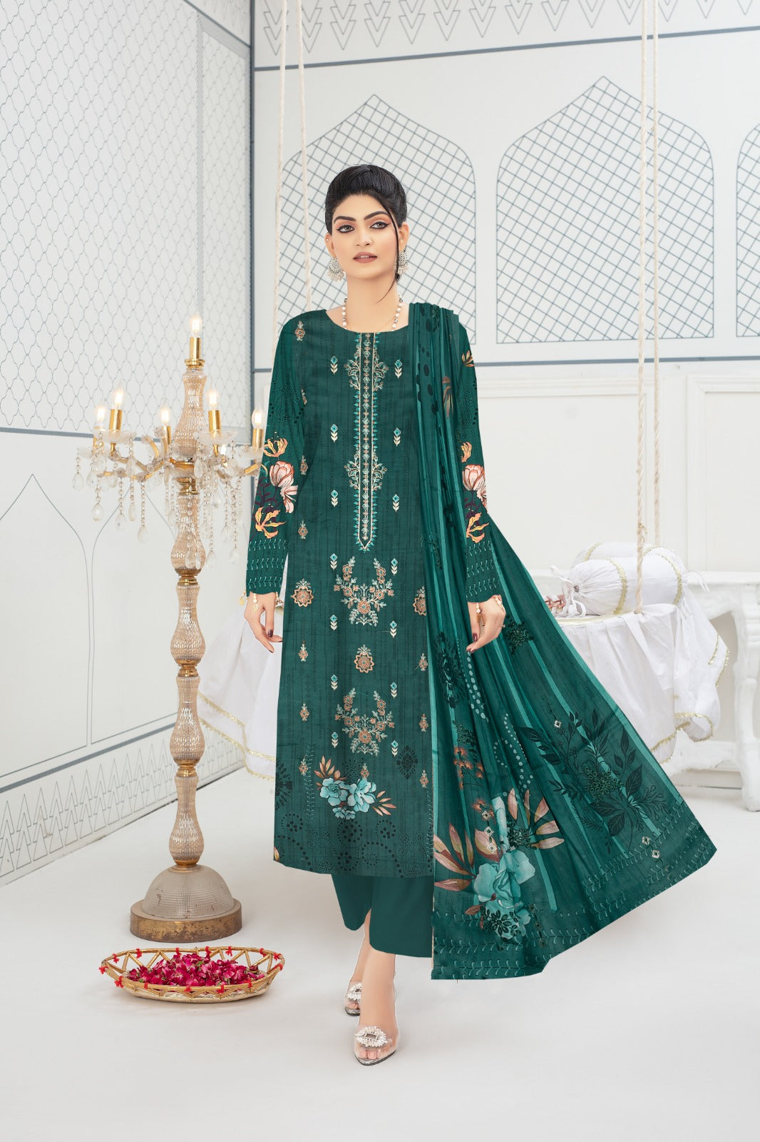 Khaadi Embroidered lawn Three Piece (Unstitched)