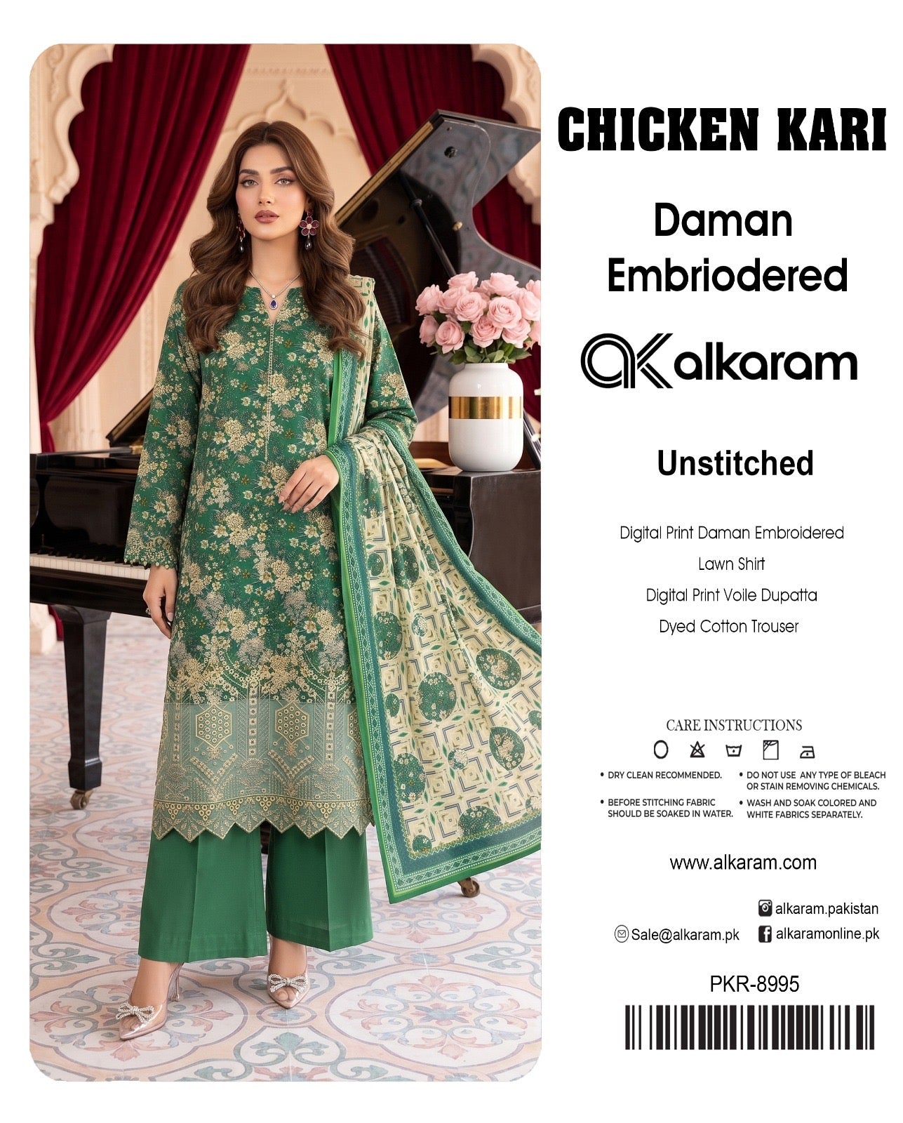 Alkaram chikan kare collection