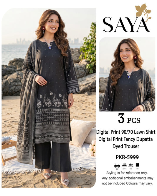 Saya Printed Lawn 3p (Unstitched)