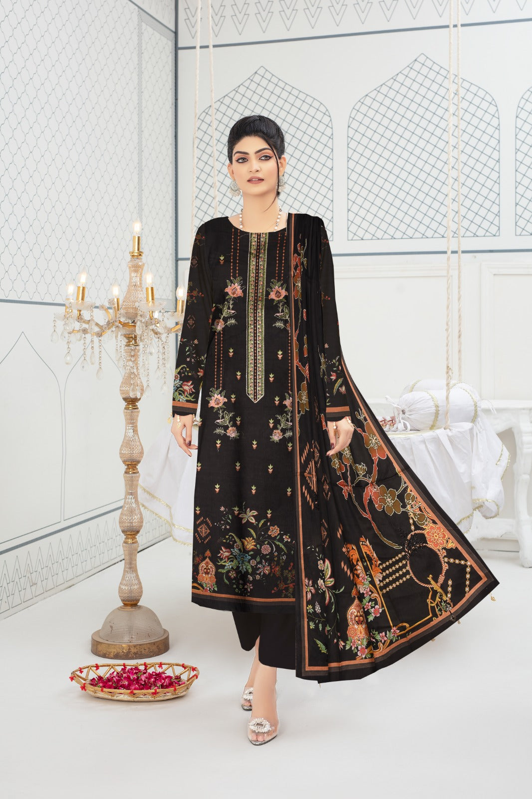 Khaadi Embroidered lawn Three Piece (Unstitched)