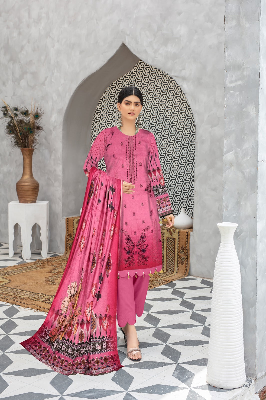 Bonanza Satrangi Linen Three Piece (Unstitched)