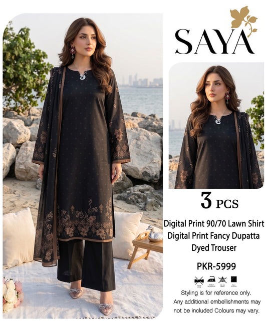 Saya Printed Lawn 3p (Unstitched)