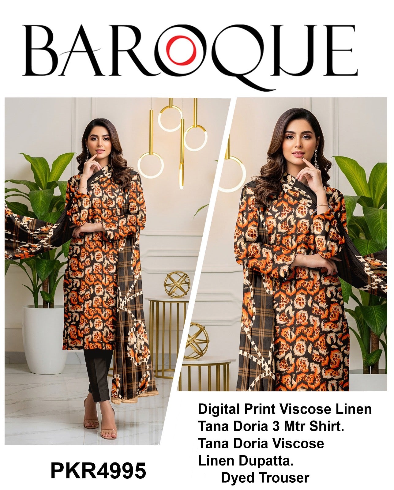 Barooque printed 3p (unstitched)