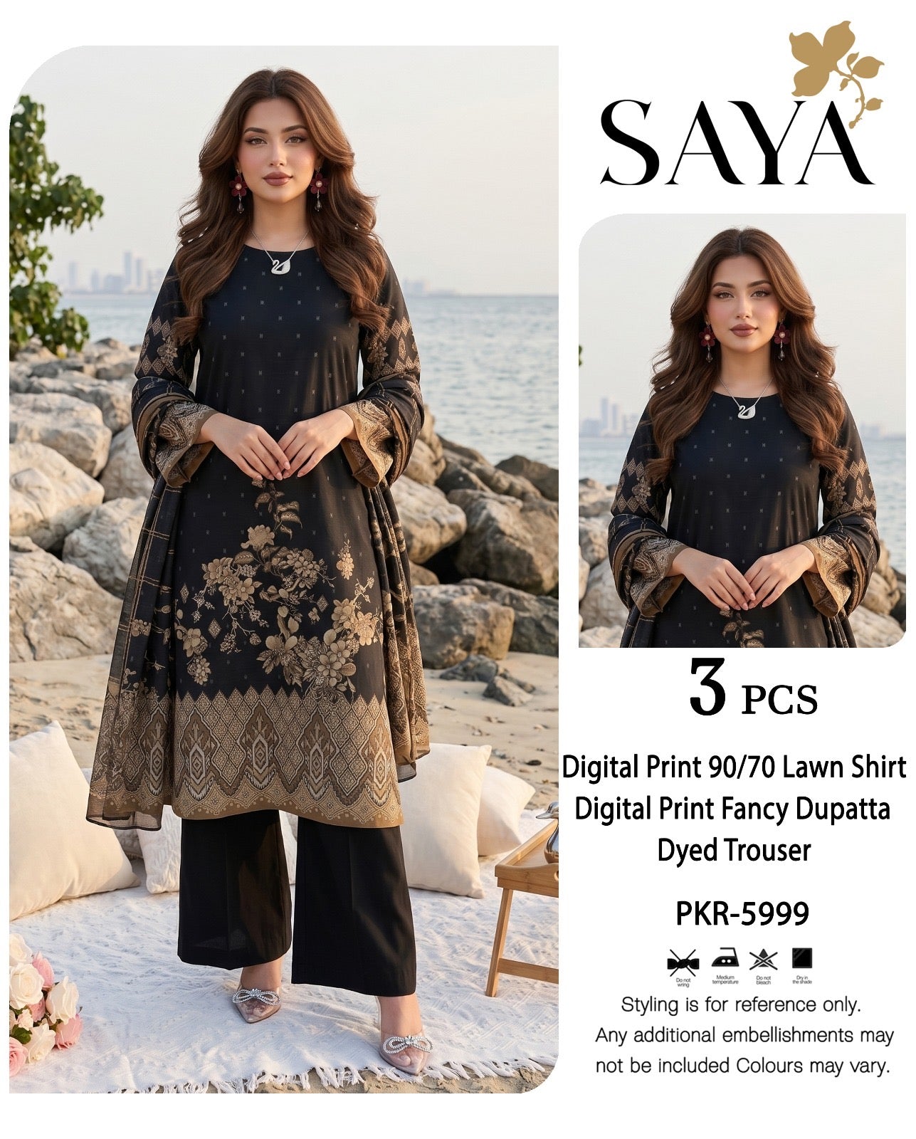 Saya Printed Lawn 3p (Unstitched)