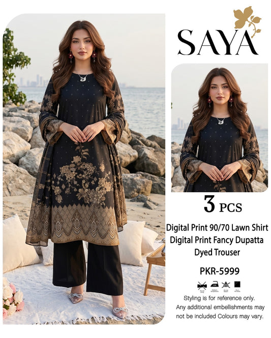 Saya Printed Lawn 3p (Unstitched)