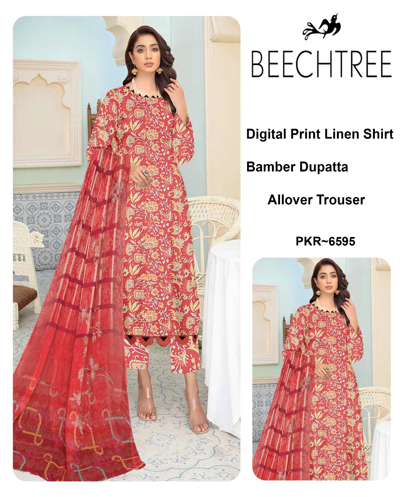 Beechtree Linen Three Piece (Unstitched)