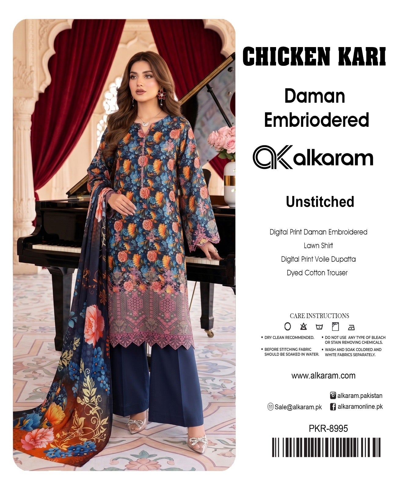 Alkaram chikan kare collection
