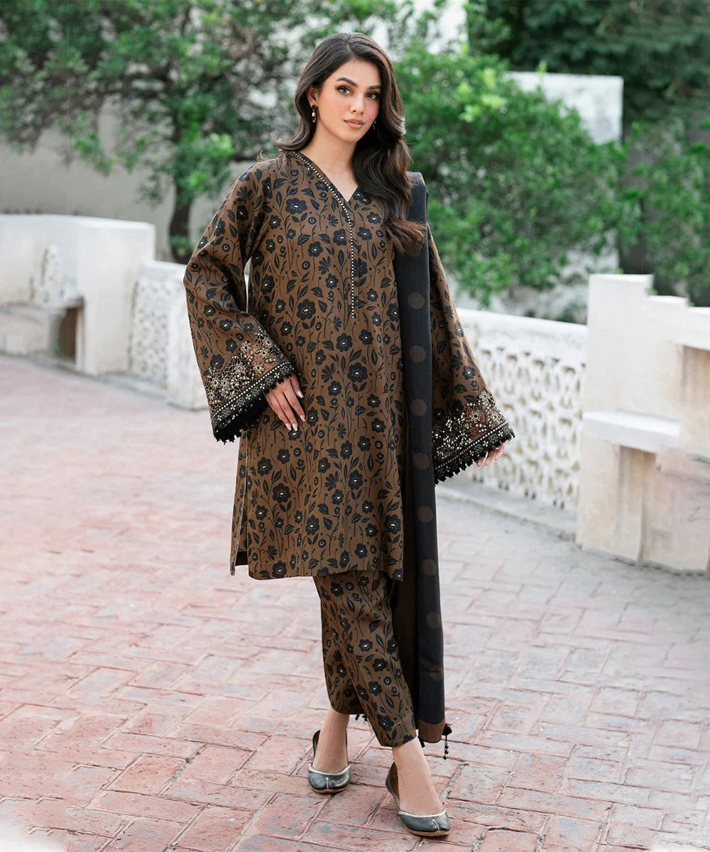 Baroque Khaddar  Printed Trouser (Unstitched)