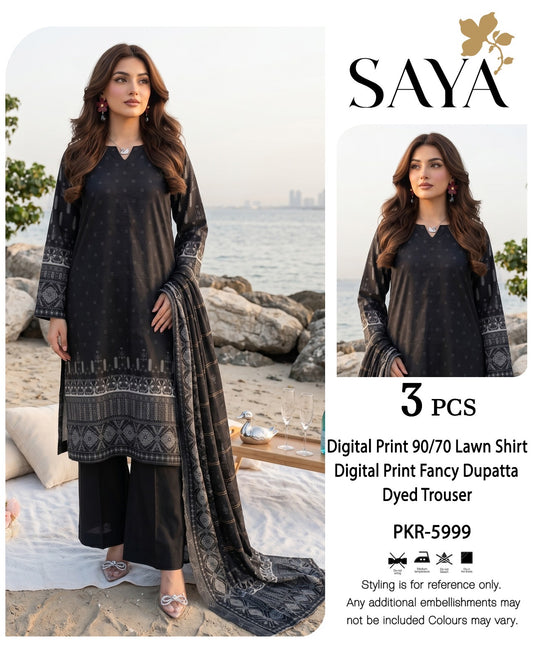Saya Printed Lawn 3p (Unstitched)