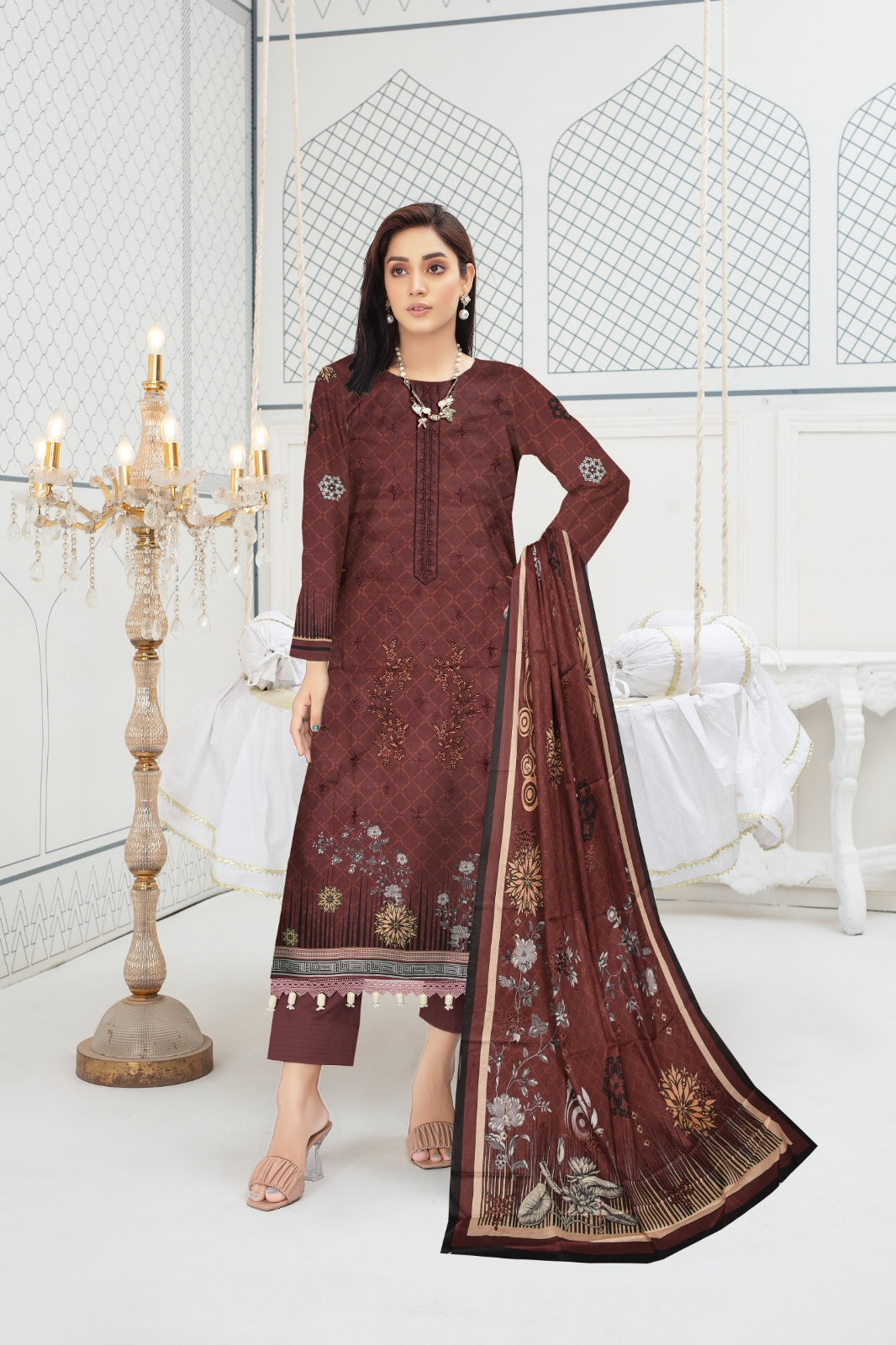 Khaadi Embroidered lawn Three Piece (Unstitched)