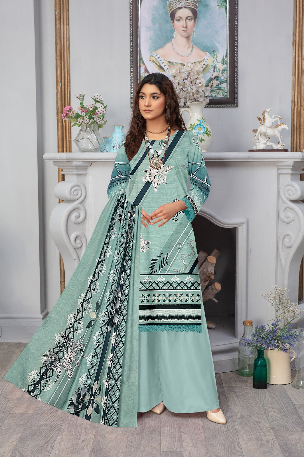 Sapphire Printed lawn Three Piece (Unstitched)