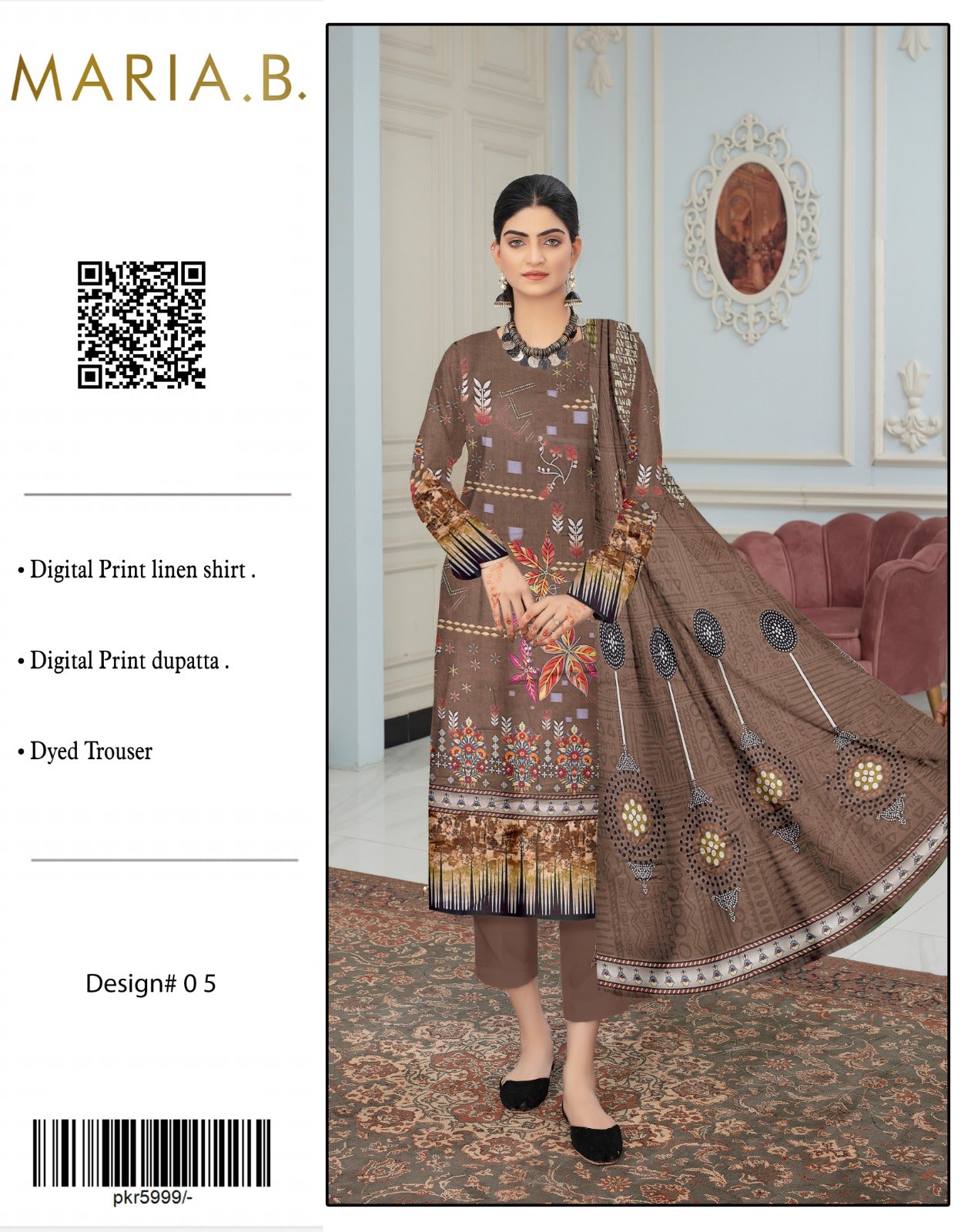 Maria B Linen Three Piece (Unstitched)