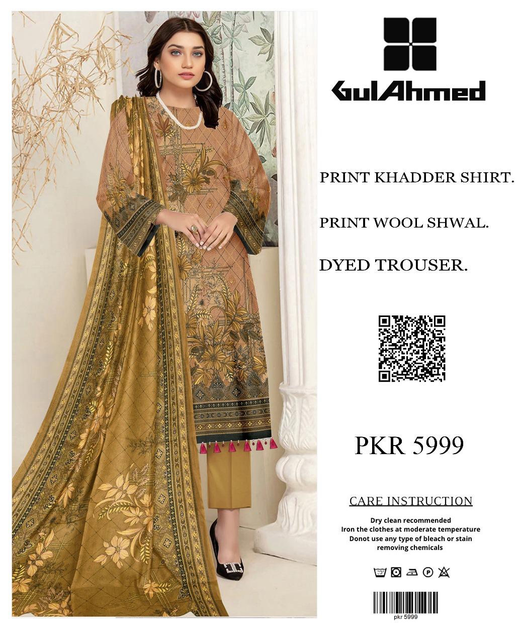 Gul Ahmad Khaddar Three Piece (Unstitched)