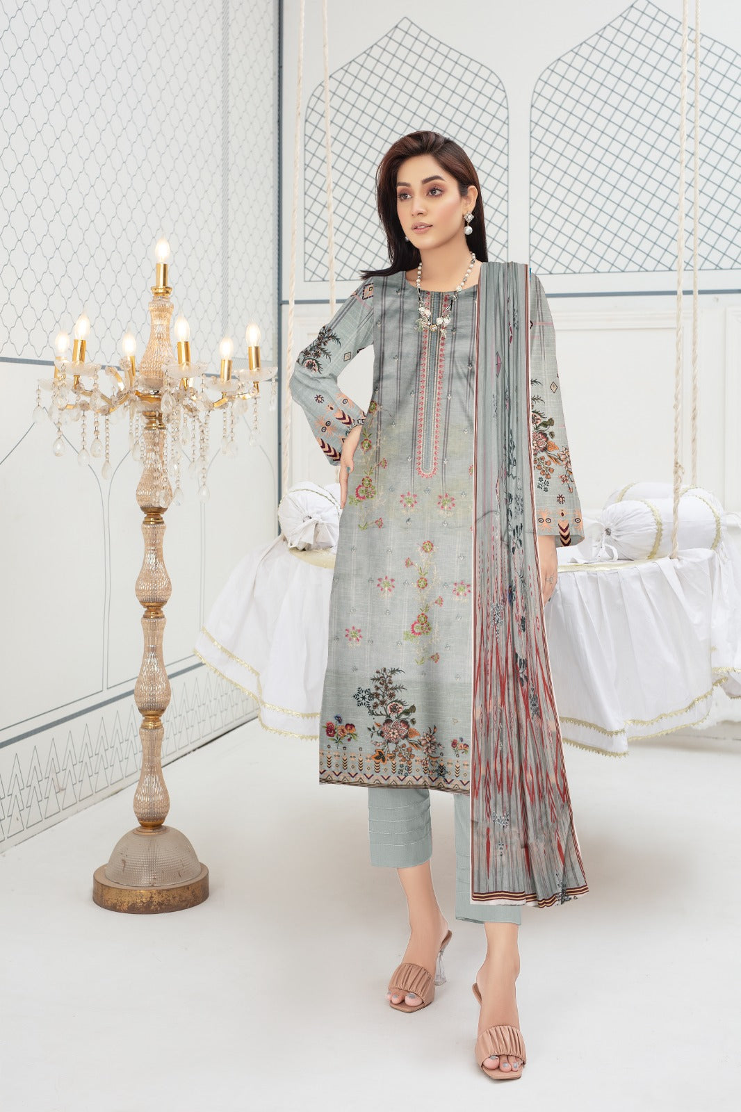 Khaadi Embroidered lawn Three Piece (Unstitched)