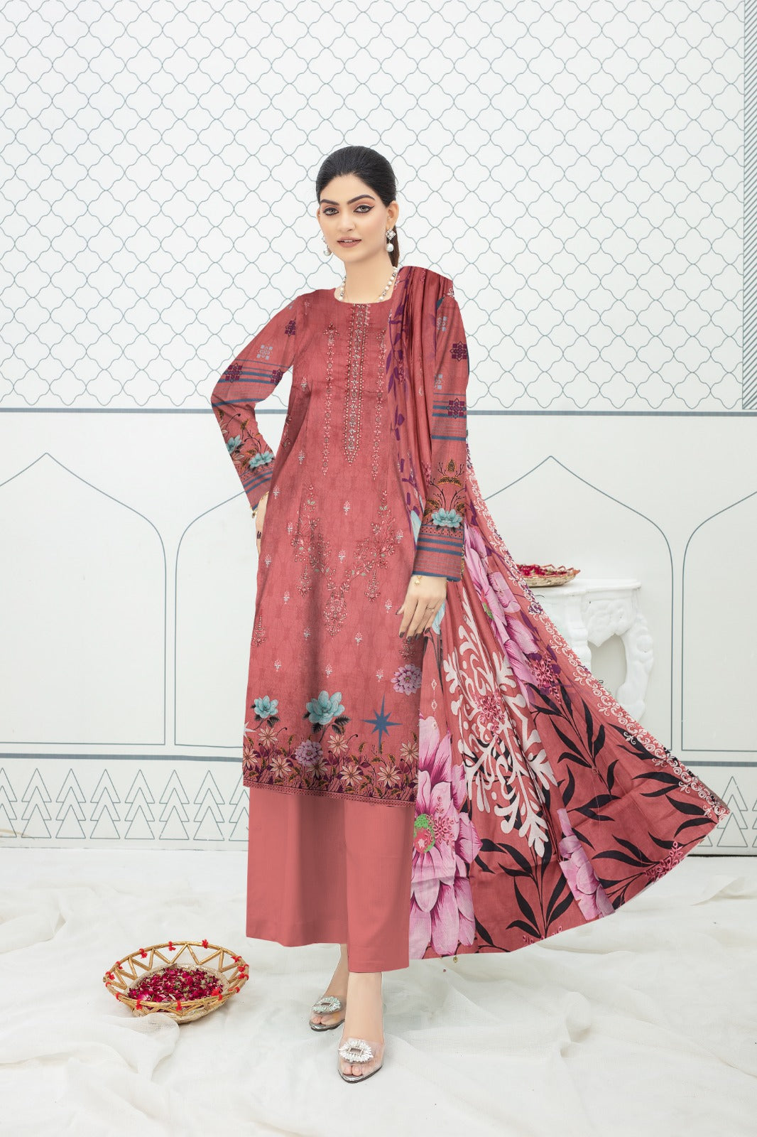 Khaadi Embroidered lawn Three Piece (Unstitched)