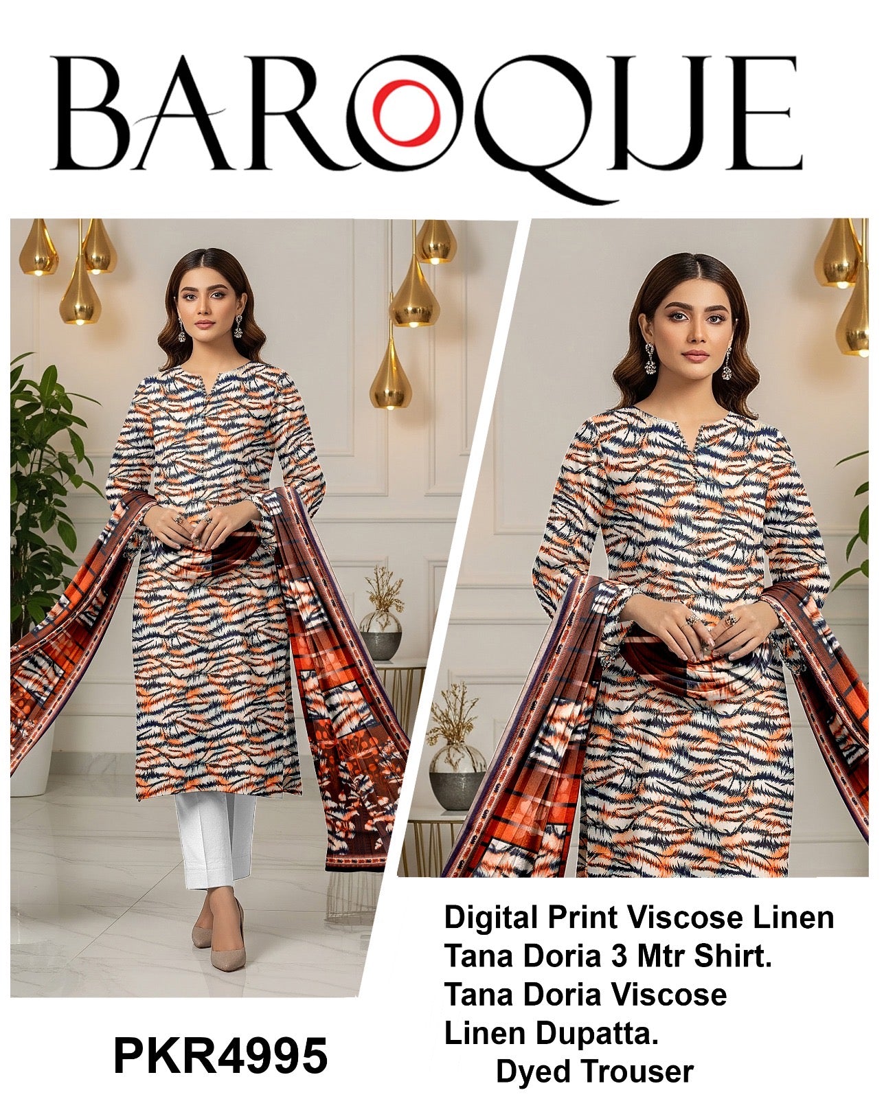Barooque printed 3p (unstitched)