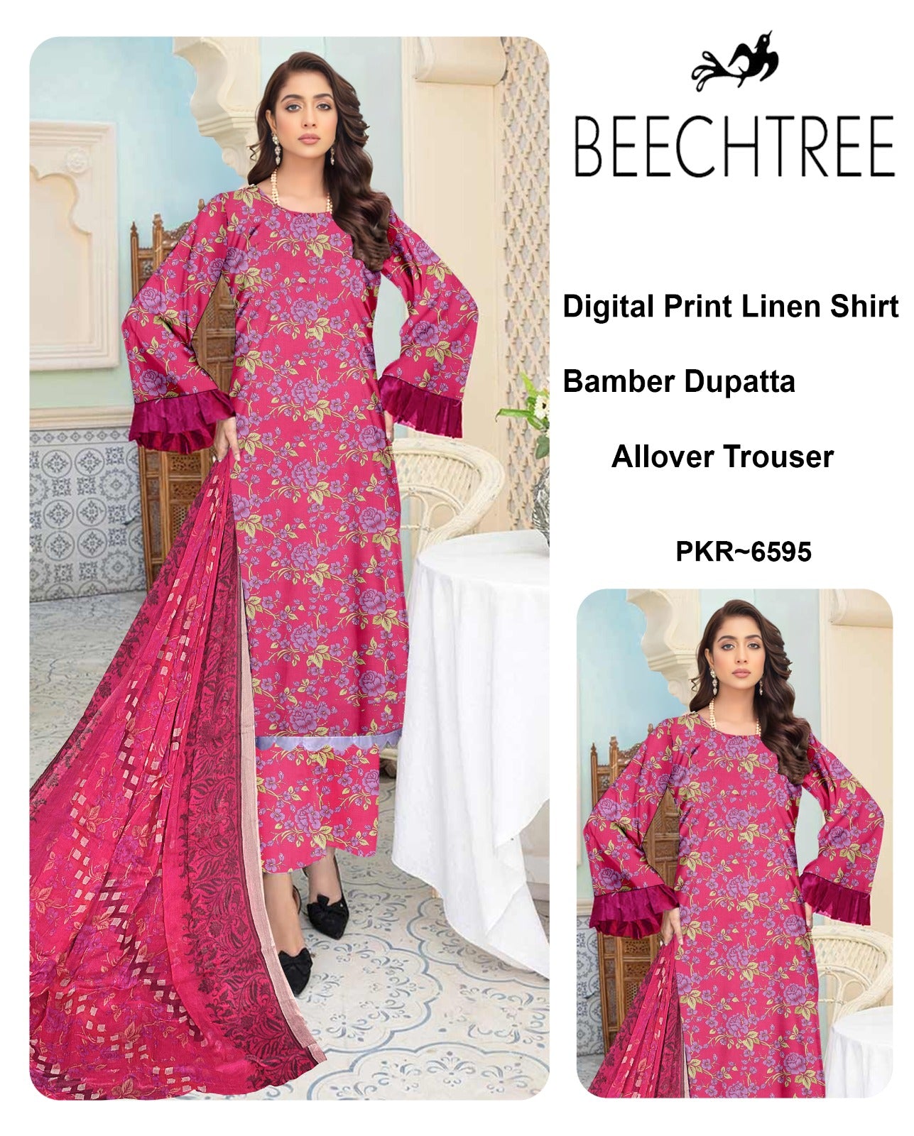 Beechtree Linen Three Piece (Unstitched)