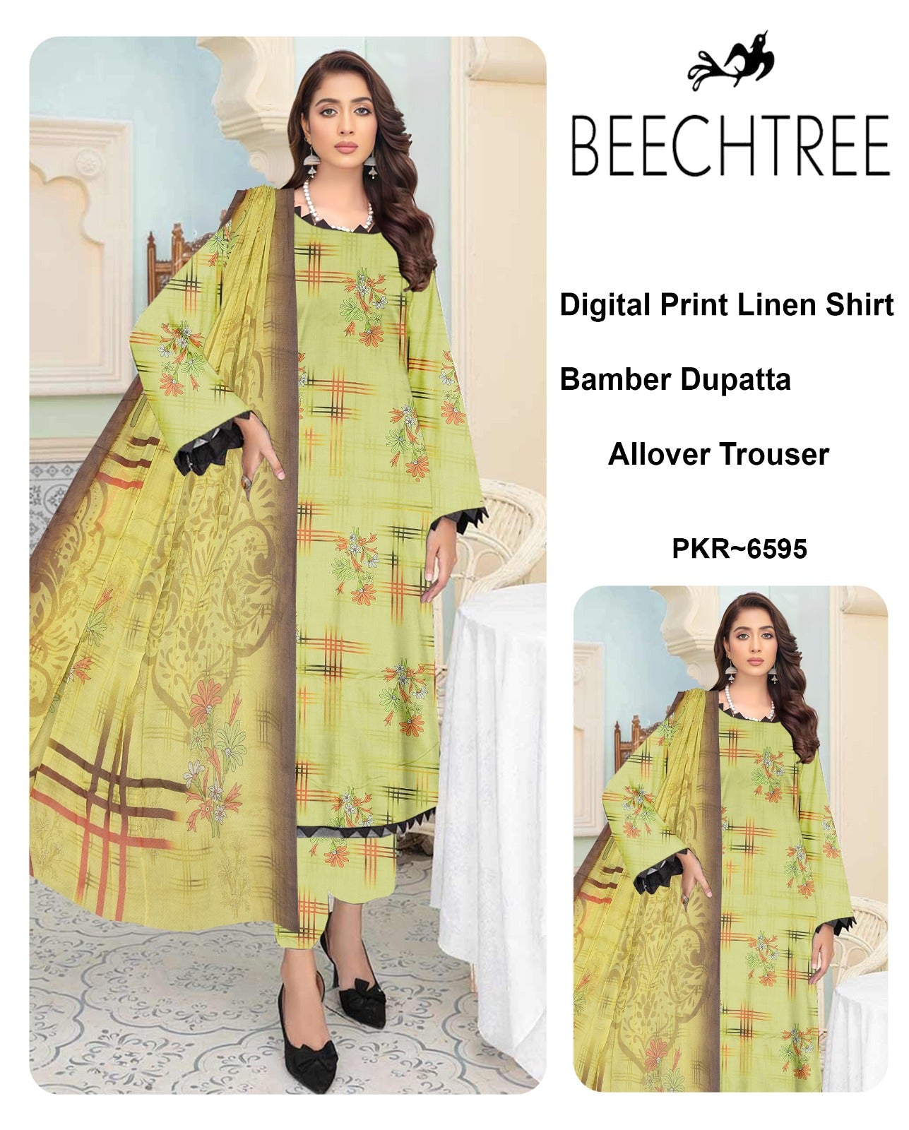 Beechtree Linen Three Piece (Unstitched)