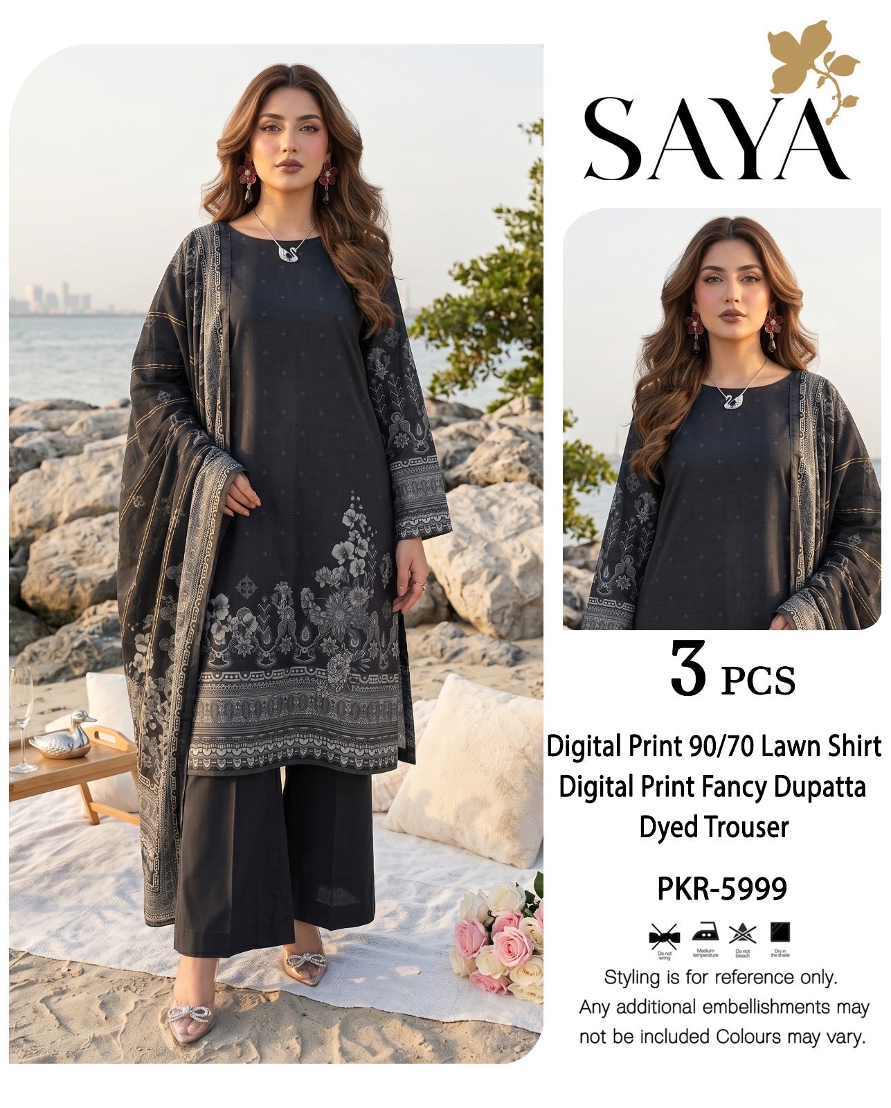 Saya Printed Lawn 3p (Unstitched)