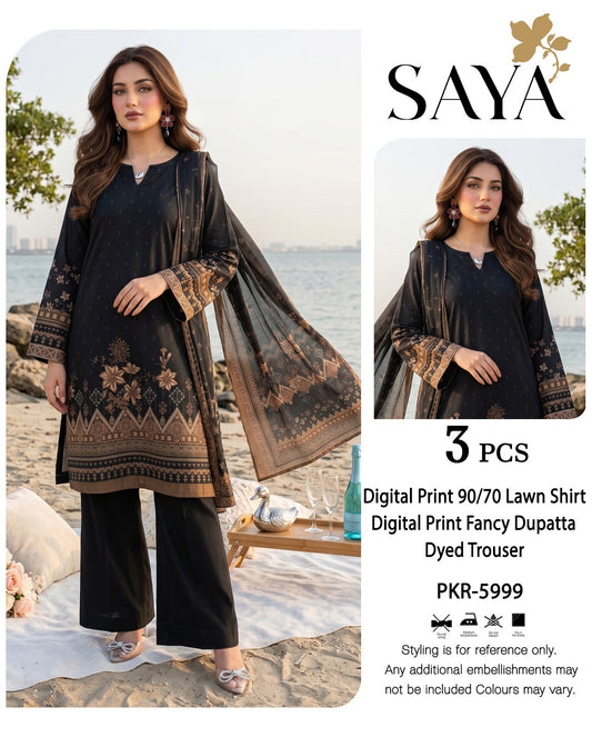 Saya Printed Lawn 3p (Unstitched)