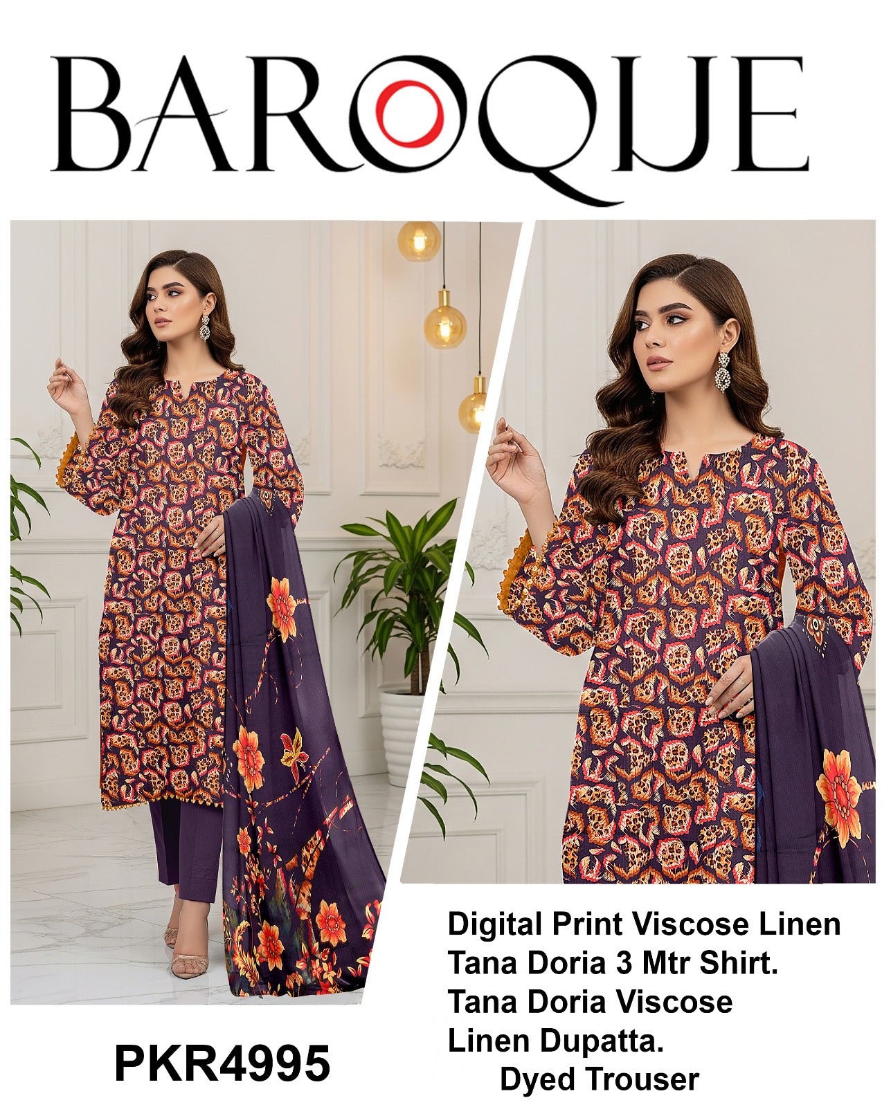 Barooque printed 3p (unstitched)