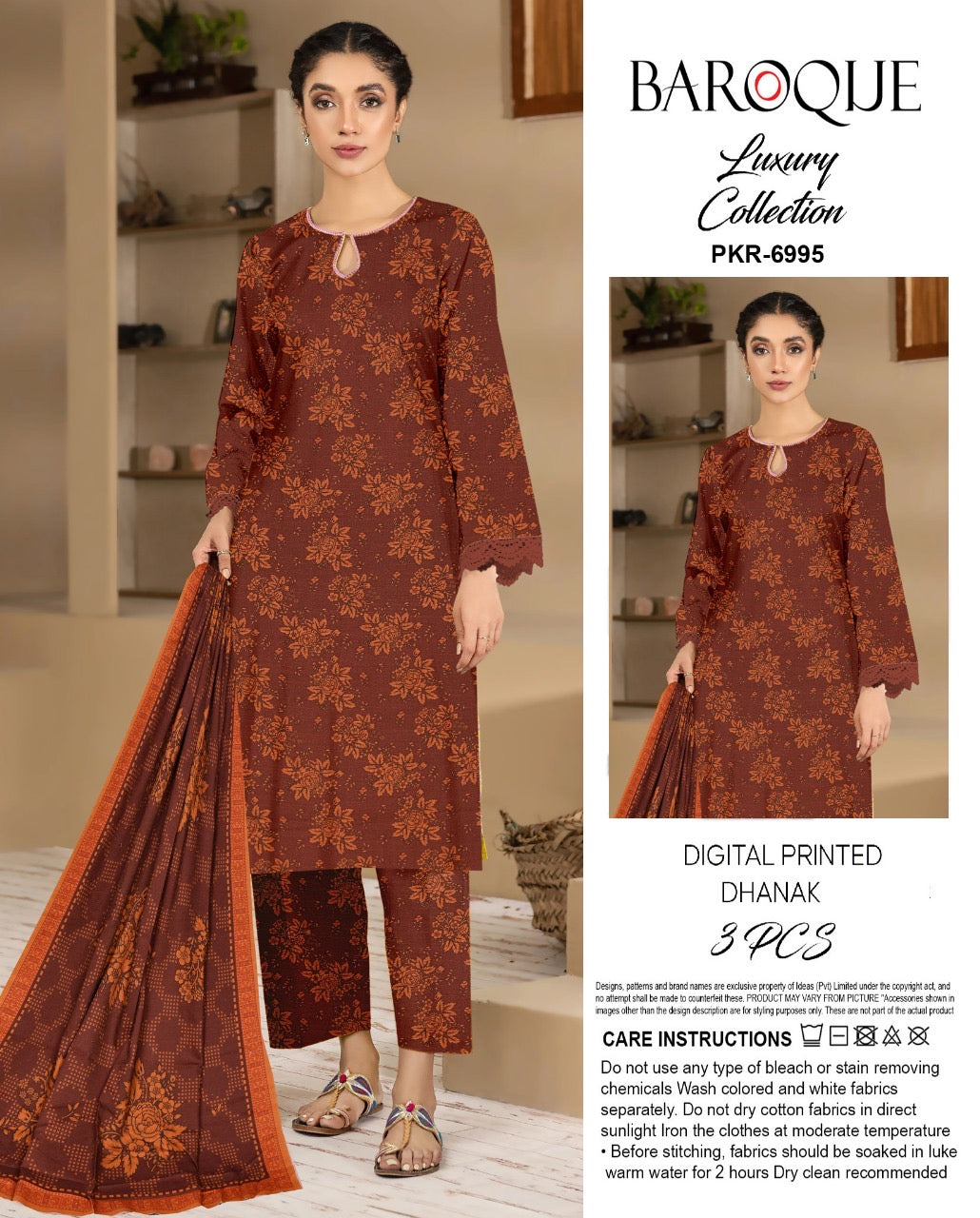 Shanaya Printed Dhanak Three Piece (Unstitched)